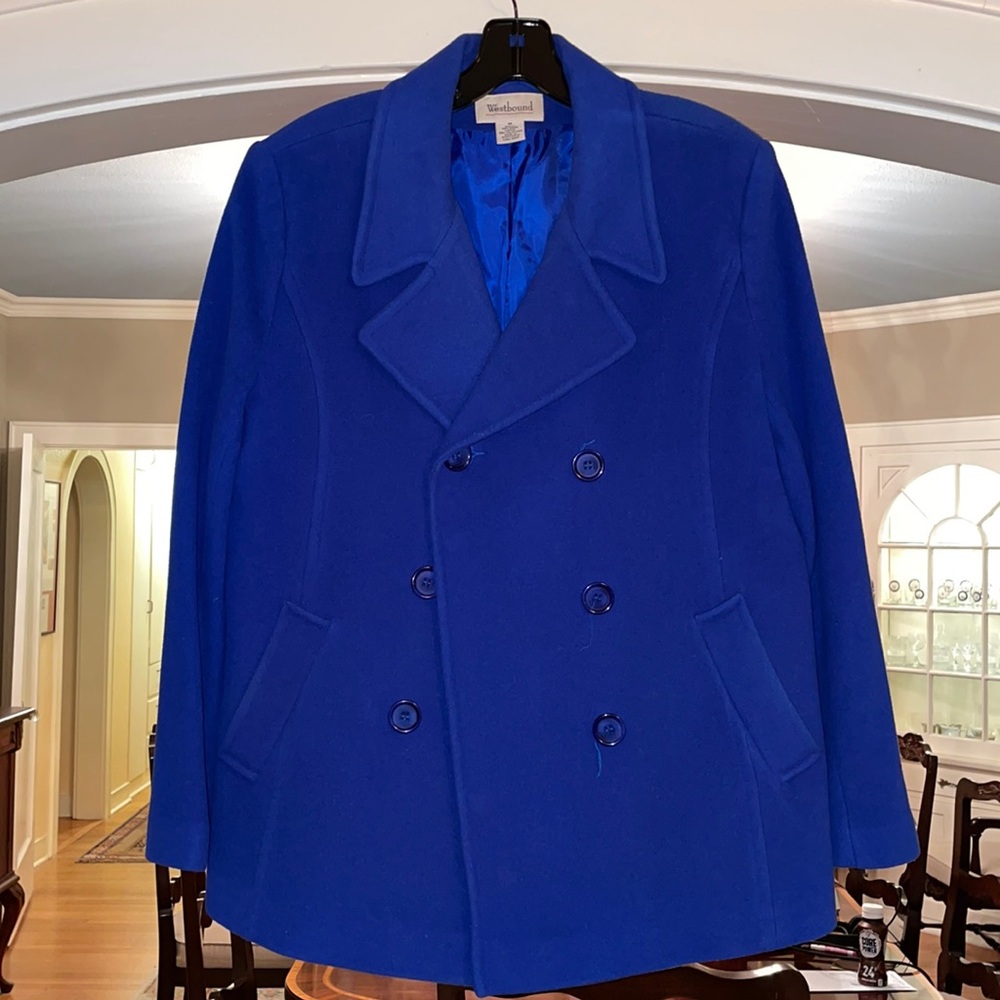 vintage westbound blue double-breasted wool jacket